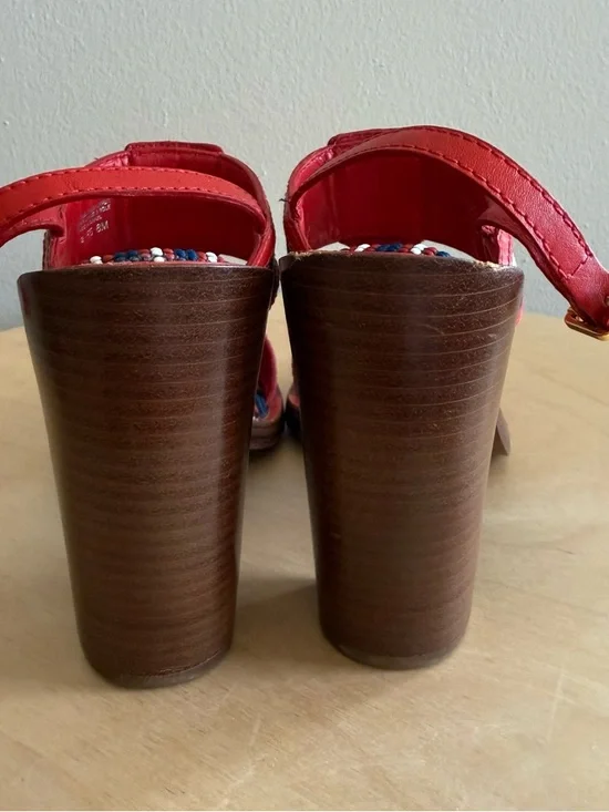 Tory Burch Florian Sandals Heels Tapestry Size 8 - Picture 3 of 15